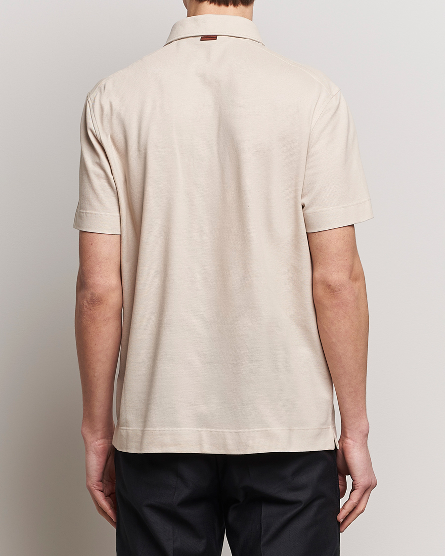 Mies | Pikeet | Zegna | Short Sleeve Pocket Polo Beige