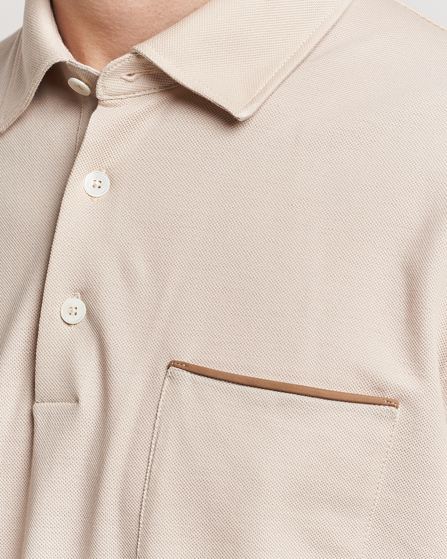 Mies | Pikeet | Zegna | Short Sleeve Pocket Polo Beige