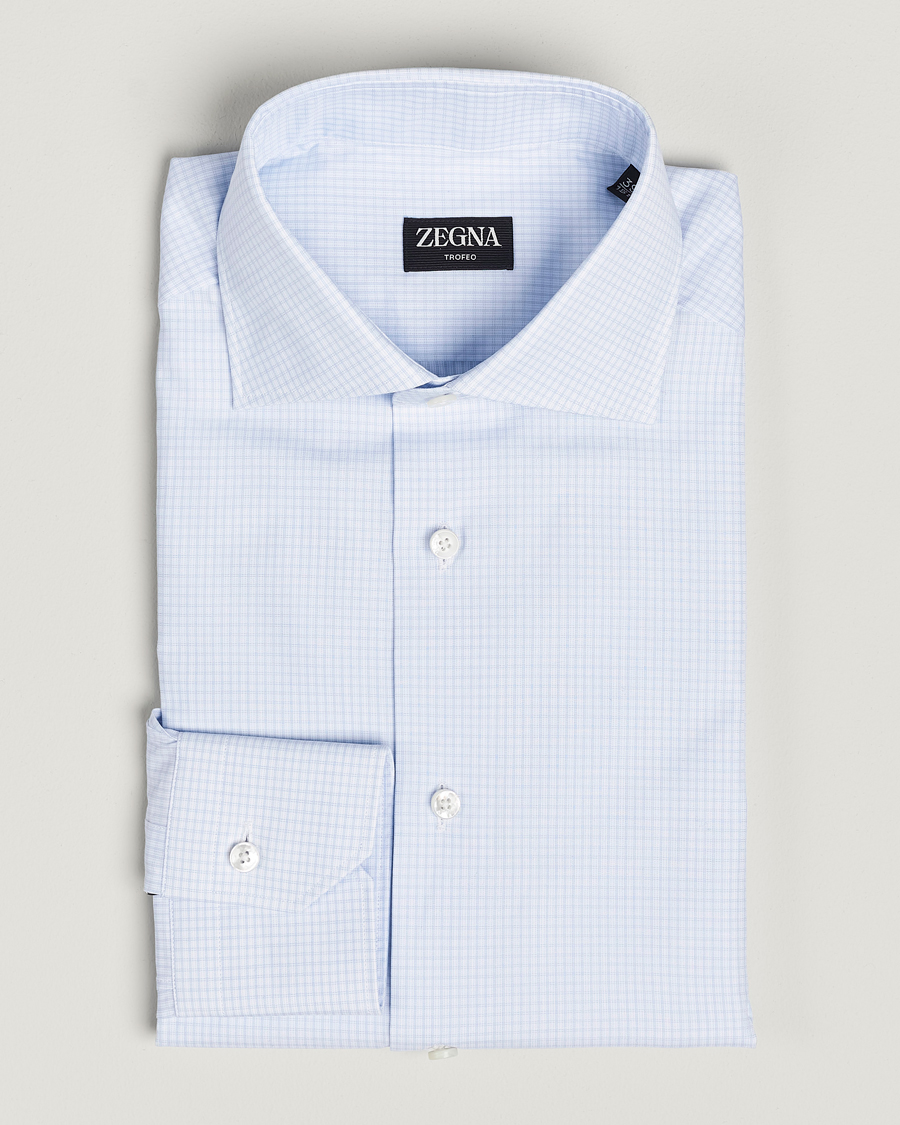 Mies | Kauluspaidat | Zegna | Slim Fit Dress Shirt Light Blue Check