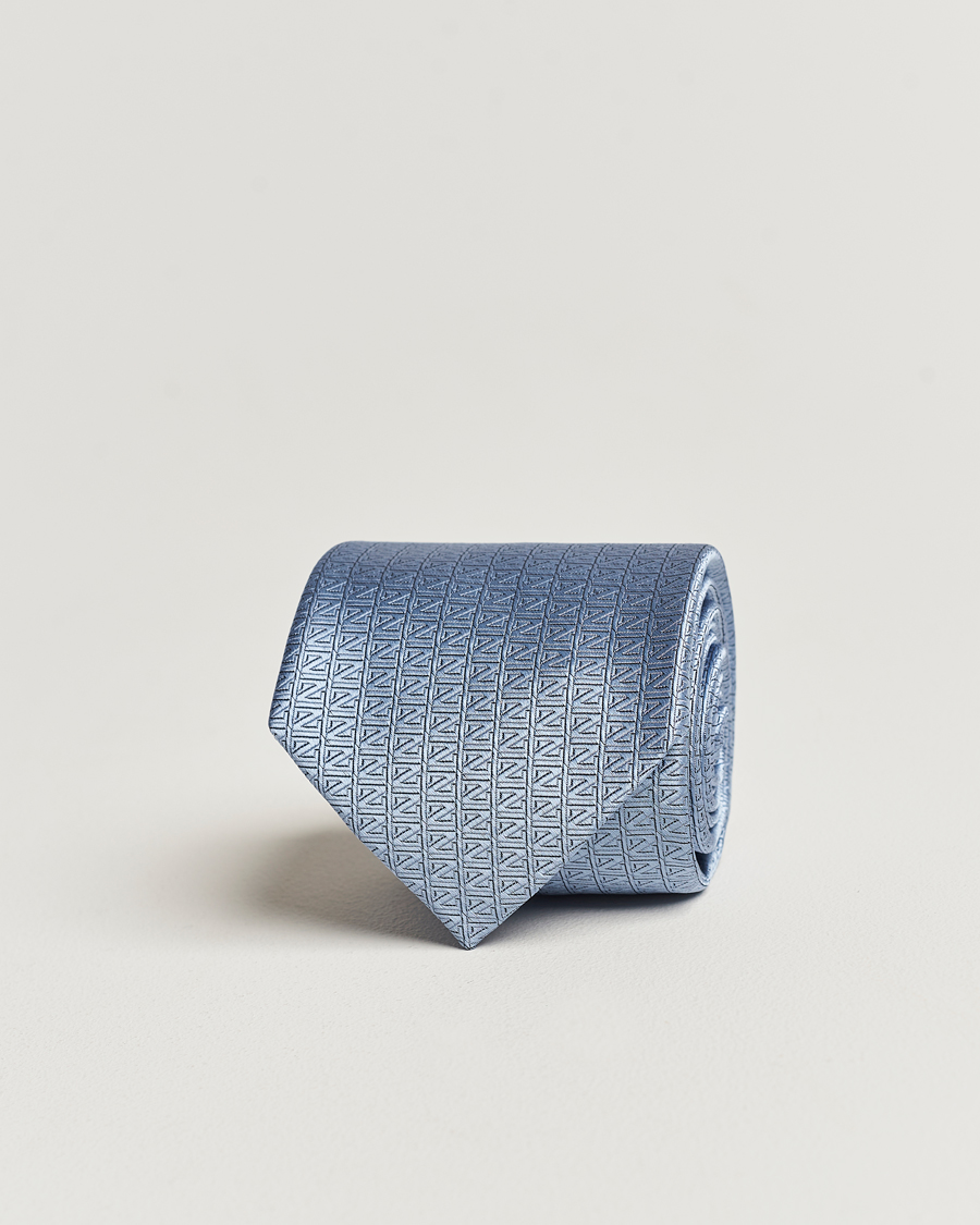 Mies | Zegna Monogram Silk Tie Light Blue | Zegna | Monogram Silk Tie Light Blue