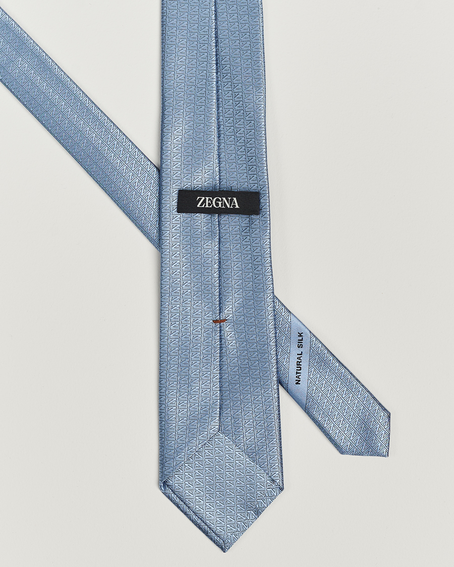 Mies | Zegna Monogram Silk Tie Light Blue | Zegna | Monogram Silk Tie Light Blue