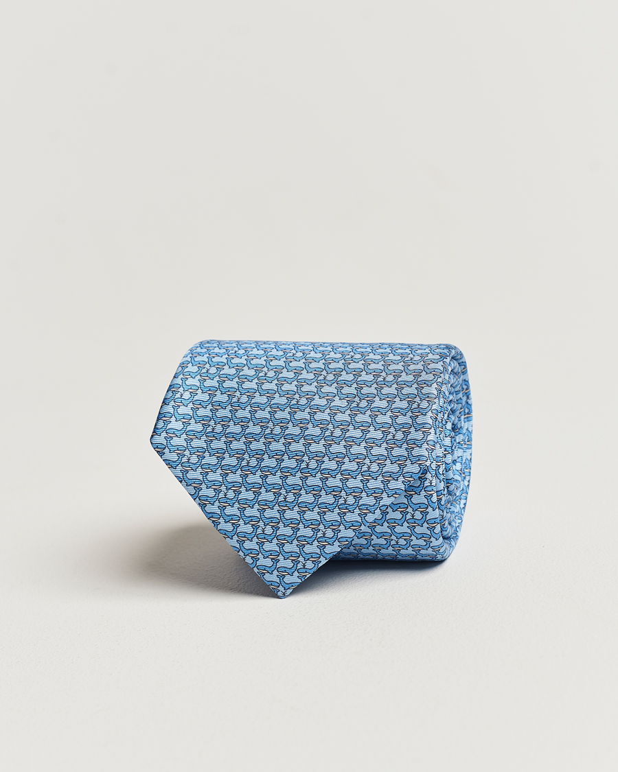 Mies | Zegna Animal Print Silk Tie Light Blue | Zegna | Animal Print Silk Tie Light Blue