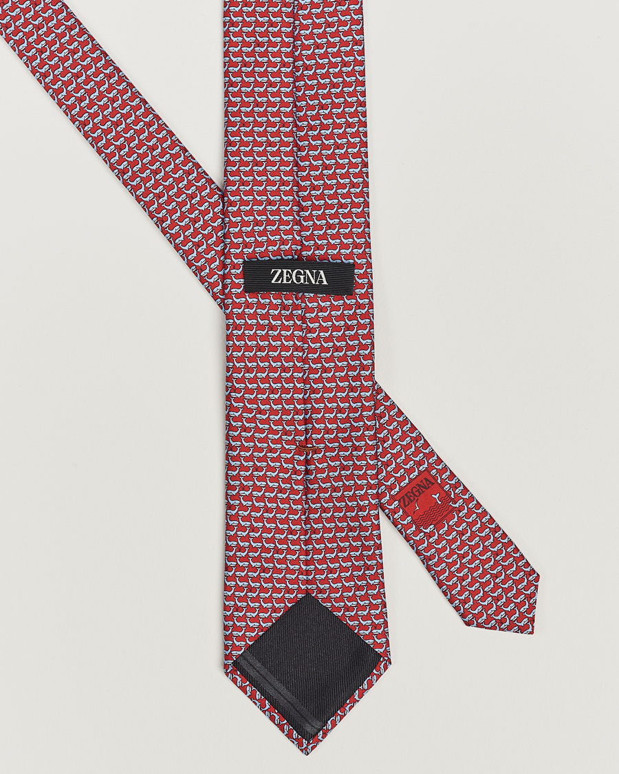 Mies | Zegna Animal Print Silk Tie Red | Zegna | Animal Print Silk Tie Red