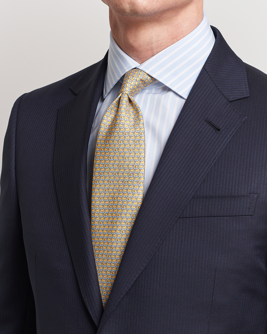 Mies | Zegna Animal Print Silk Tie Yellow | Zegna | Animal Print Silk Tie Yellow