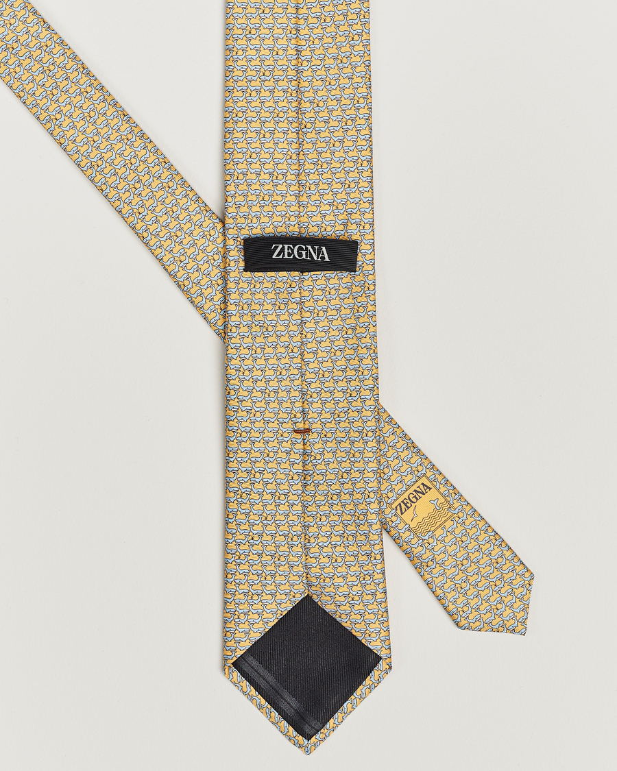 Mies | Zegna Animal Print Silk Tie Yellow | Zegna | Animal Print Silk Tie Yellow