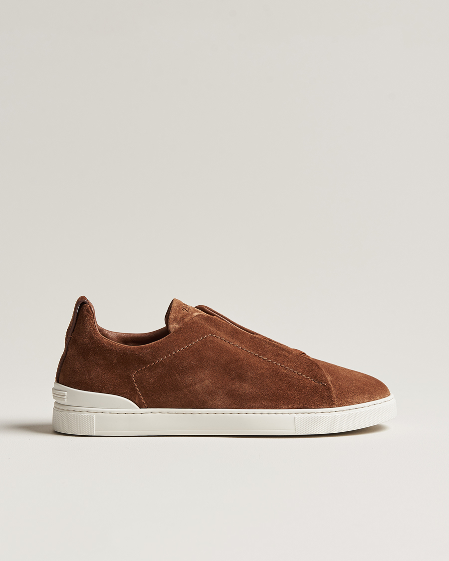 Mies | Zegna Triple Stitch Sneakers Brown Suede | Zegna | Triple Stitch Sneakers Brown Suede