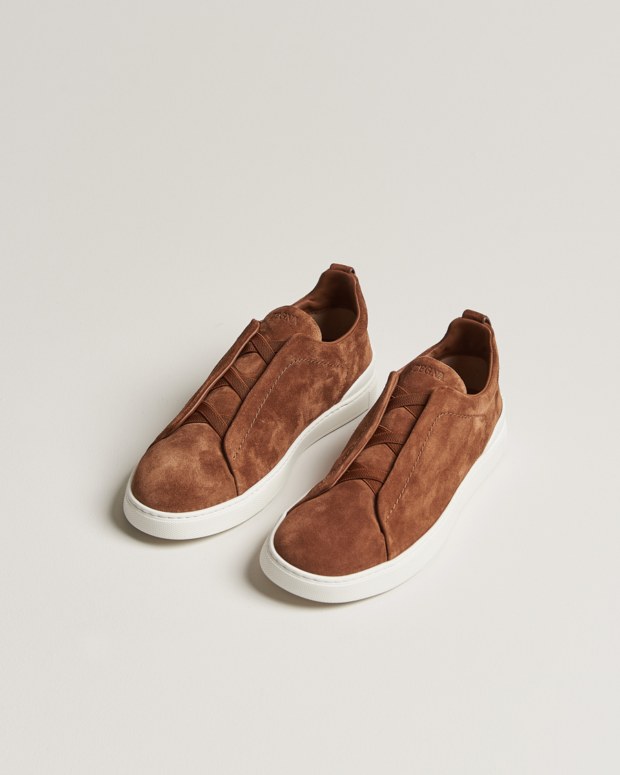 Mies | Zegna Triple Stitch Sneakers Brown Suede | Zegna | Triple Stitch Sneakers Brown Suede