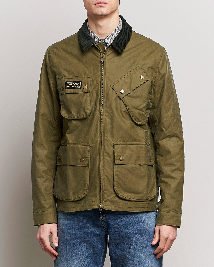 Mies |  | Barbour International | Sefton Waxed Jacket Olive Branch