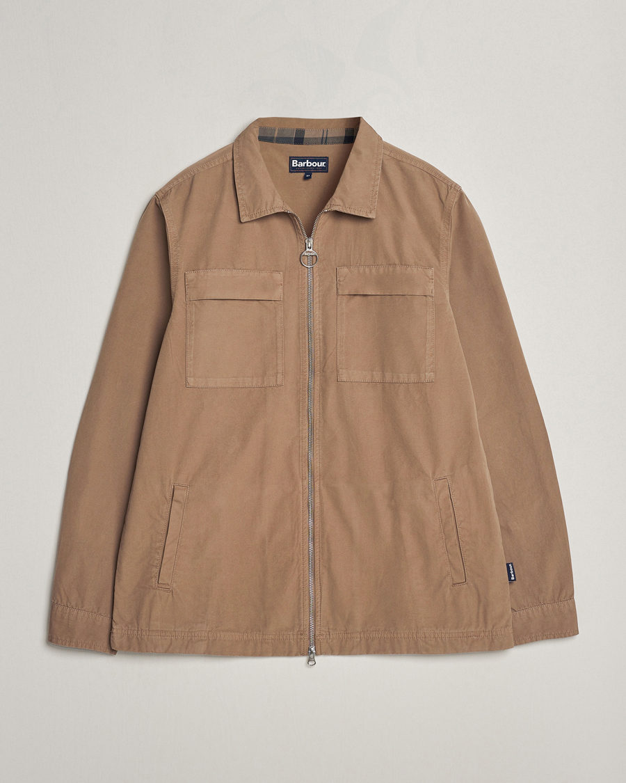 Mies | Kauluspaidat | Barbour Lifestyle | Glendale Cotton Zip Overshirt Military Brown