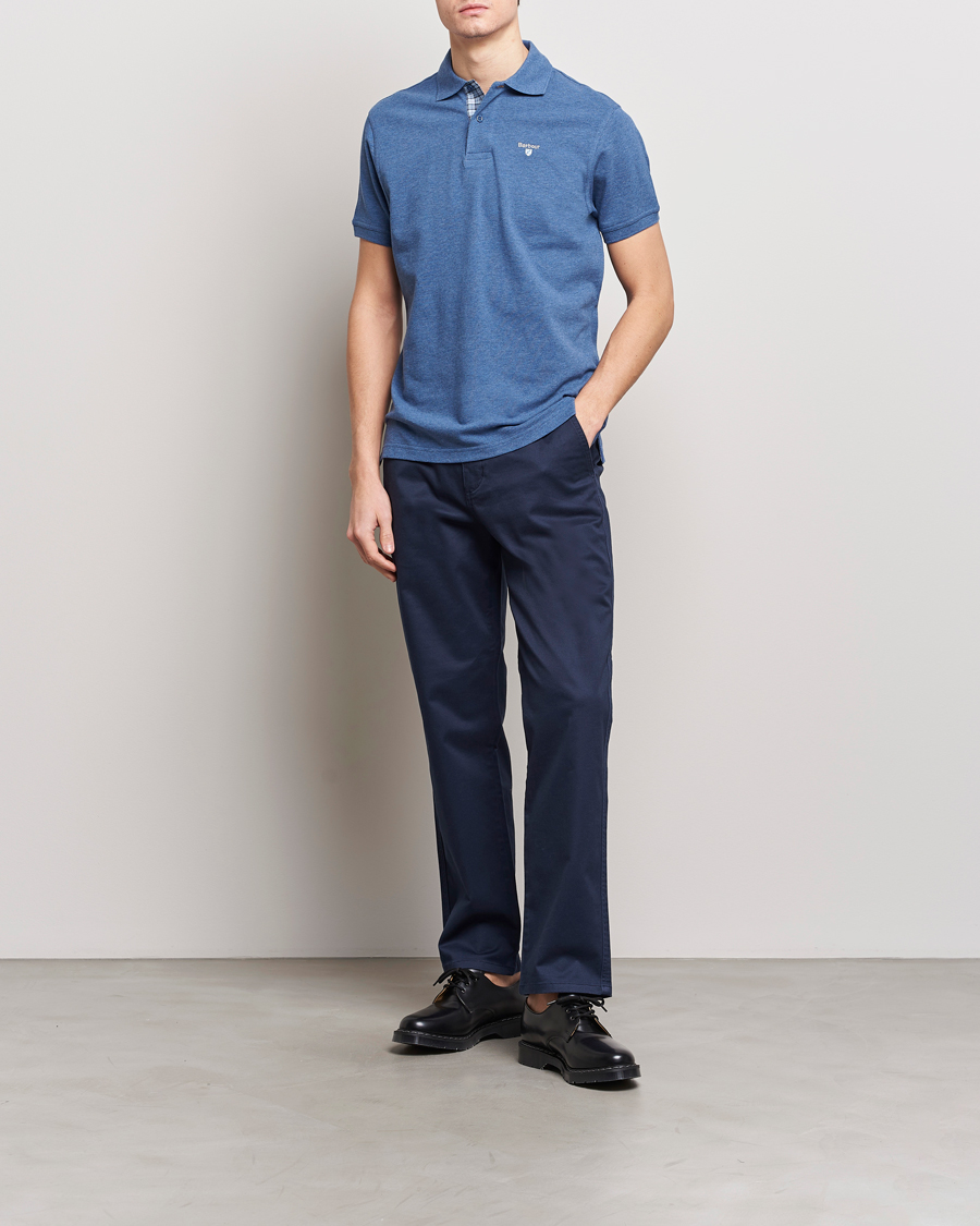 Mies | Pikeet | Barbour Lifestyle | Tartan Pique Polo Dark Chambray Marl