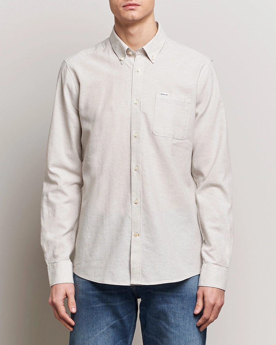 Mies | Pellavapaidat | Barbour Lifestyle | Nelson Linen/Cotton Button Down Shirt Mist