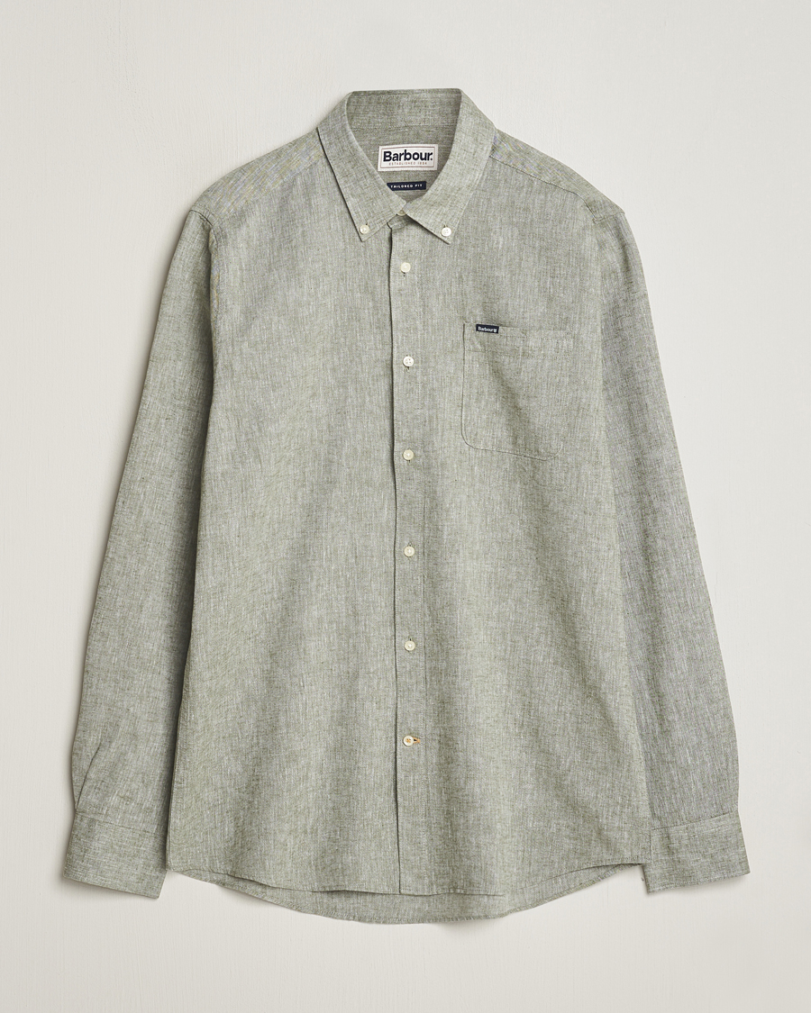Mies | Kauluspaidat | Barbour Lifestyle | Nelson Linen/Cotton Shirt Bleached Olive