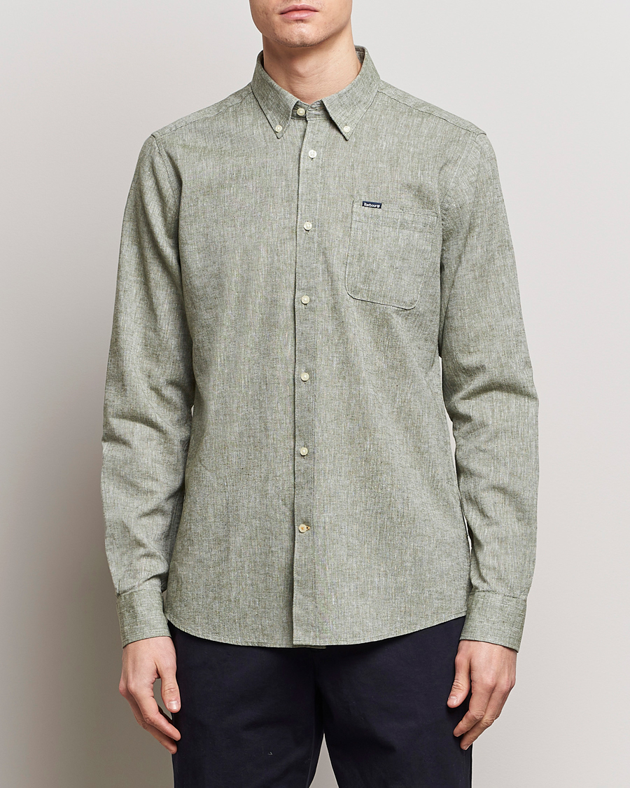 Mies | Kauluspaidat | Barbour Lifestyle | Nelson Linen/Cotton Shirt Bleached Olive