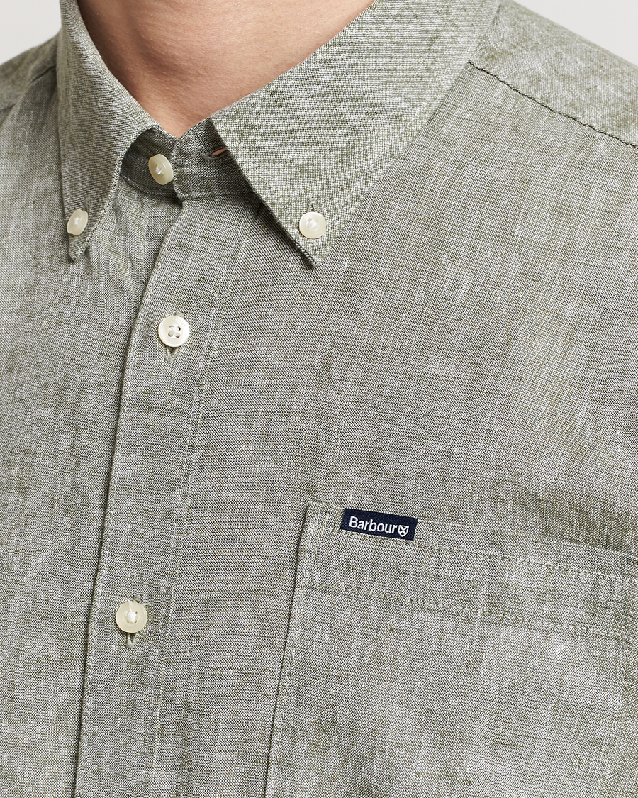 Mies | Kauluspaidat | Barbour Lifestyle | Nelson Linen/Cotton Shirt Bleached Olive