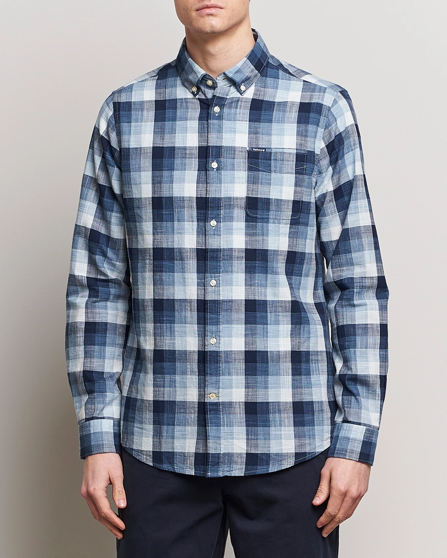 Herr | Casualskjortor | Barbour Lifestyle | Hillroad Tailored Checked Cotton Shirt Navy