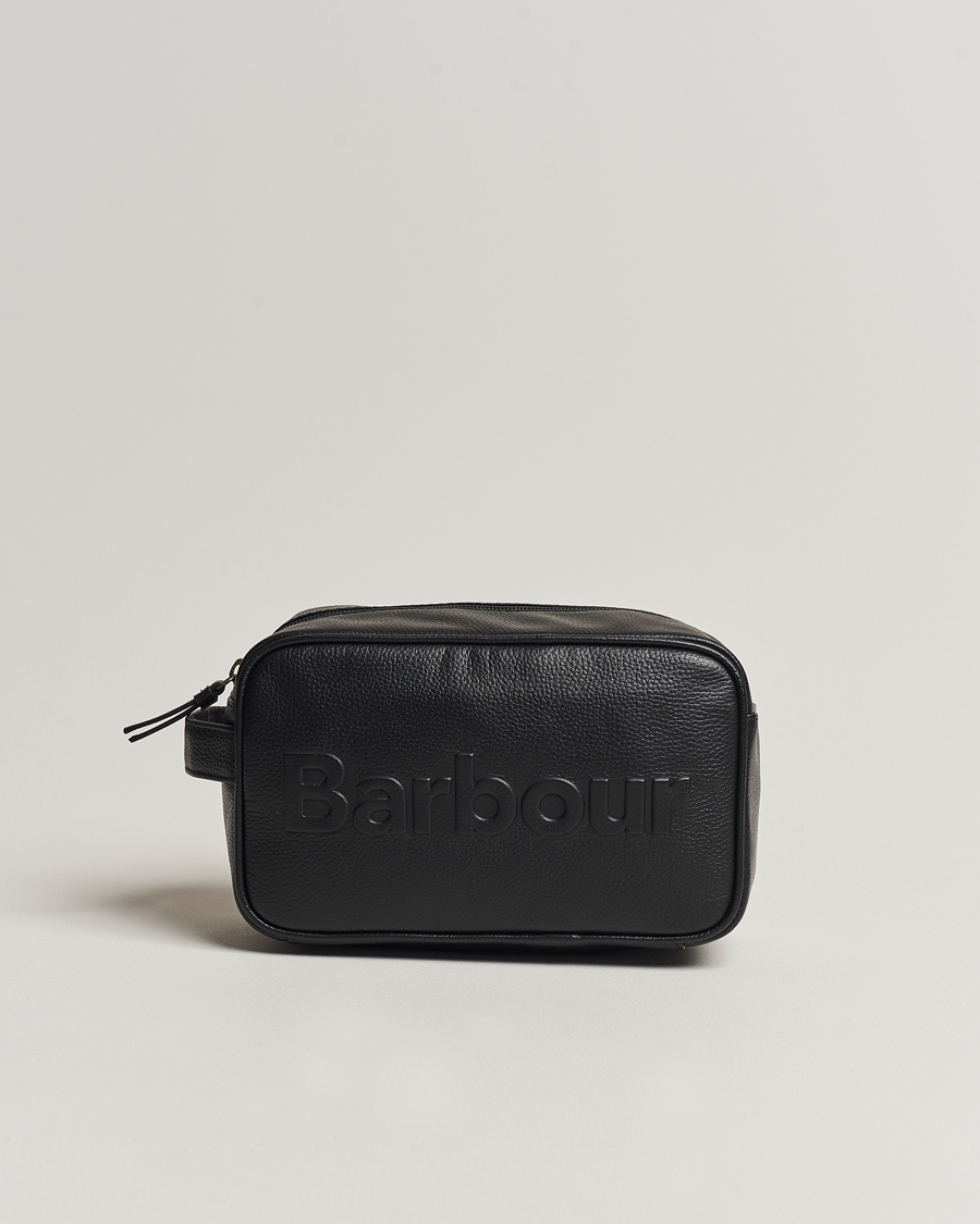 Mies | Barbour Lifestyle Logo Leather Washbag Black | Barbour Lifestyle | Logo Leather Washbag Black