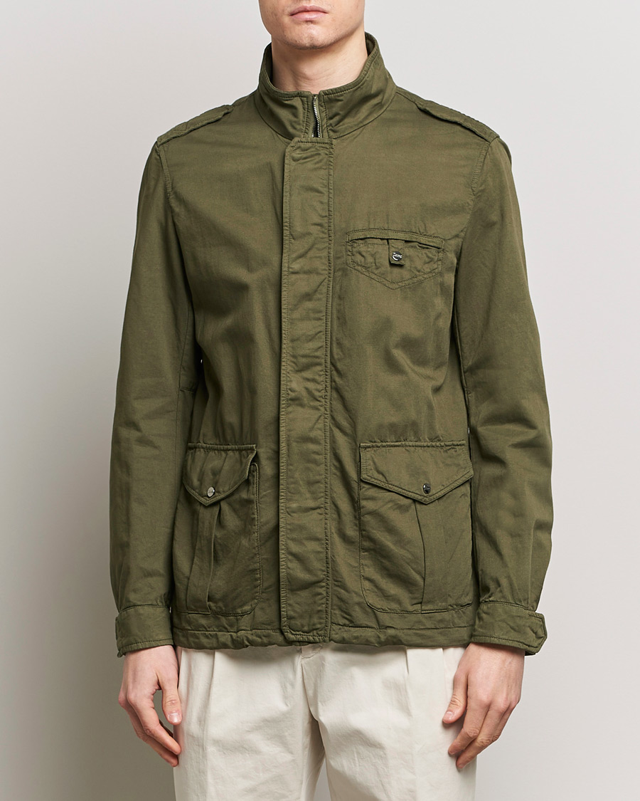 Mies |  | Herno | Washed Cotton/Linen Field Jacket Military