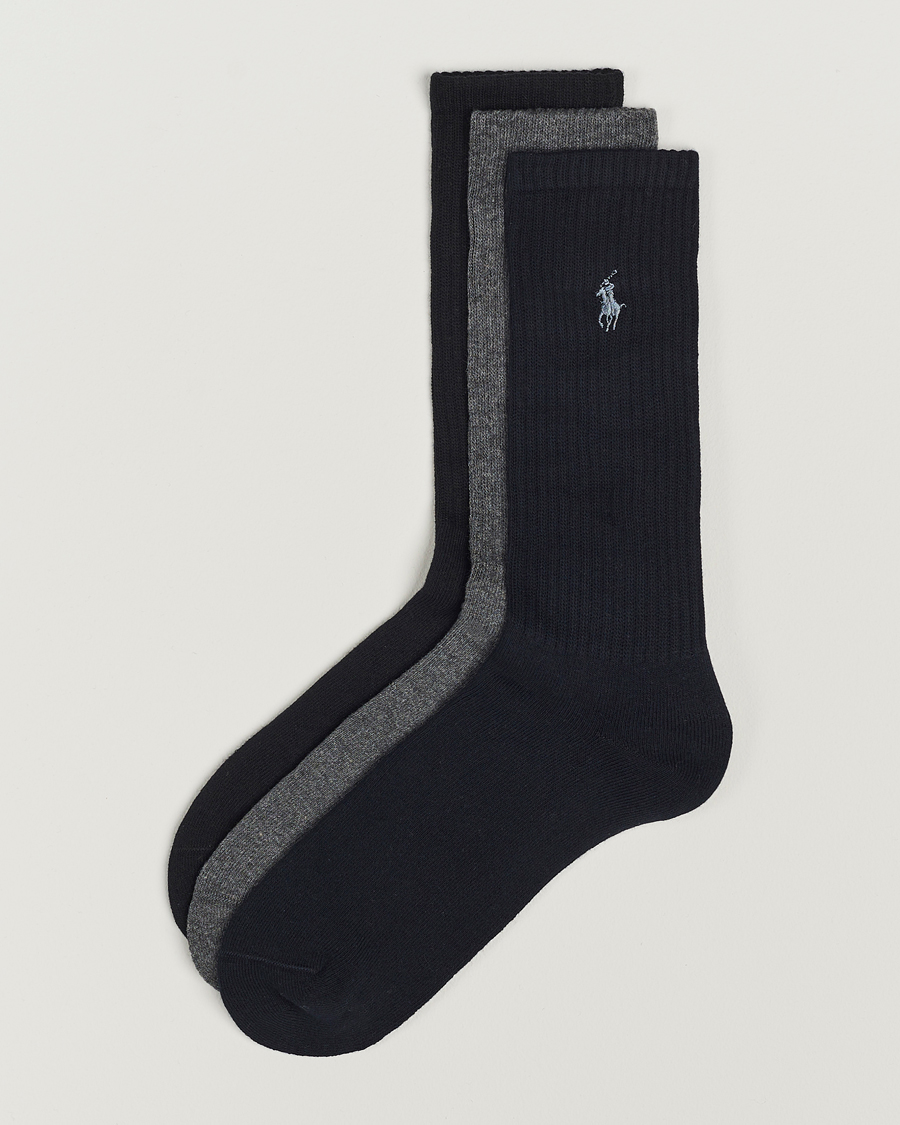 Mies | Alusvaatteet | Polo Ralph Lauren | 3-Pack Crew Sock Navy/Charcoal/Black