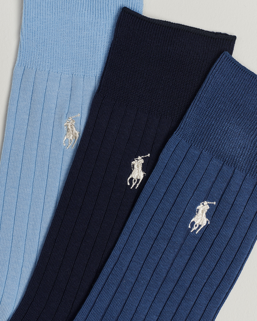 Mies | Alusvaatteet | Polo Ralph Lauren | 3-Pack Egyptian Rib Crew Sock Blue