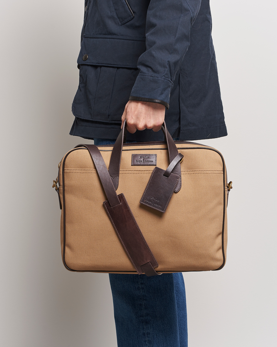 Mies | Polo Ralph Lauren Canvas/Leather Computer Bag Tan | Polo Ralph Lauren | Canvas/Leather Computer Bag Tan