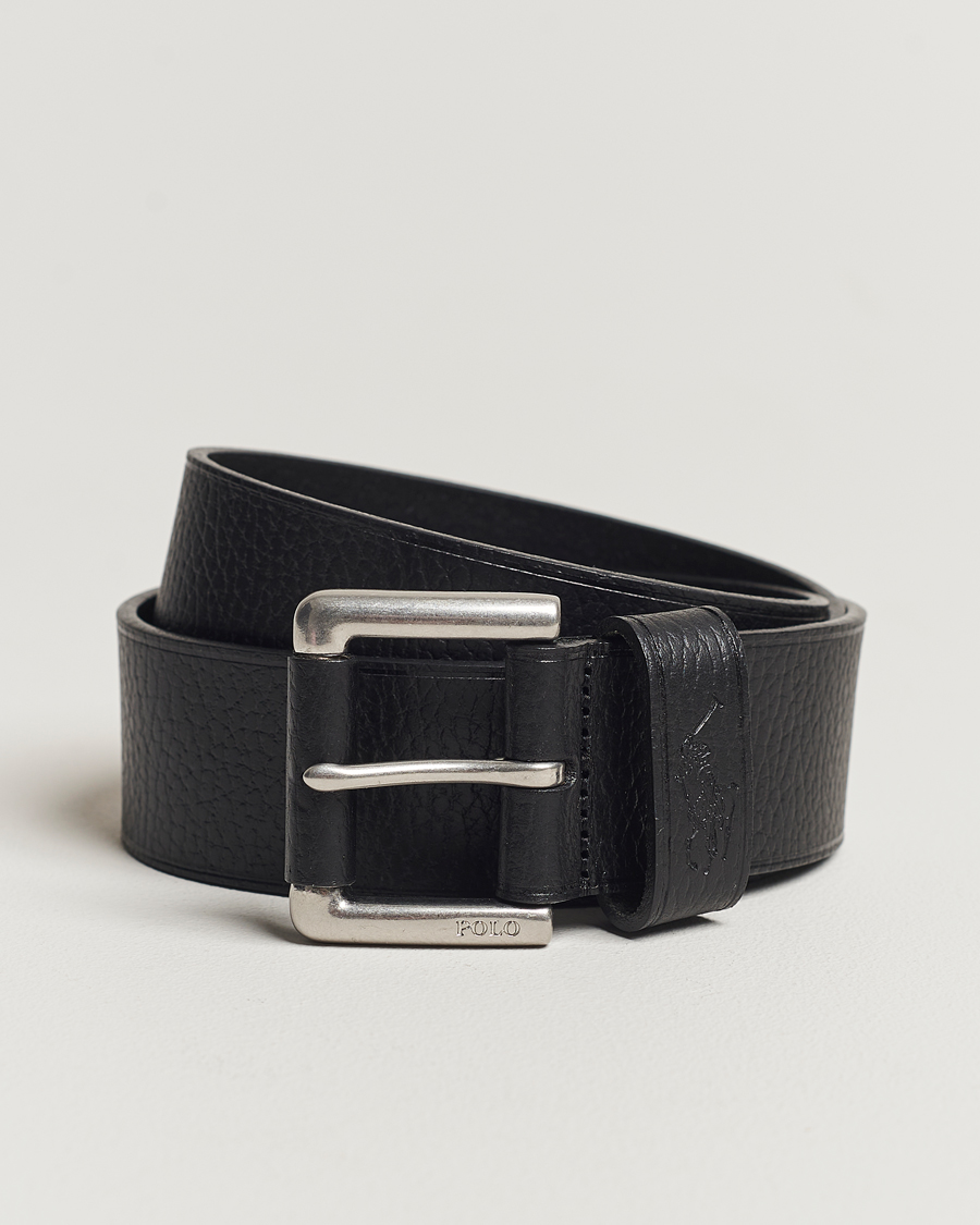 Mies | Polo Ralph Lauren Pebbled Leather Belt Black | Polo Ralph Lauren | Pebbled Leather Belt Black