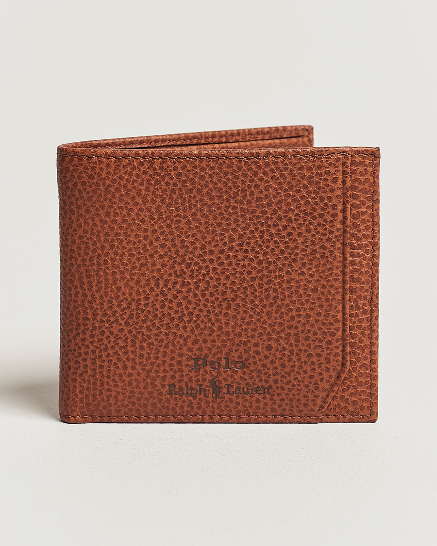 Mies | Polo Ralph Lauren Pebbled Leather Billfold Wallet Saddle Brown | Polo Ralph Lauren | Pebbled Leather Billfold Wallet Saddle Brown