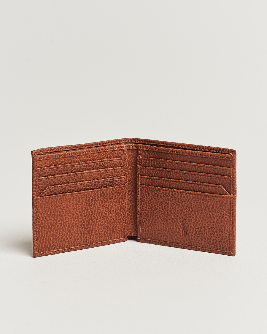 Mies | Polo Ralph Lauren Pebbled Leather Billfold Wallet Saddle Brown | Polo Ralph Lauren | Pebbled Leather Billfold Wallet Saddle Brown