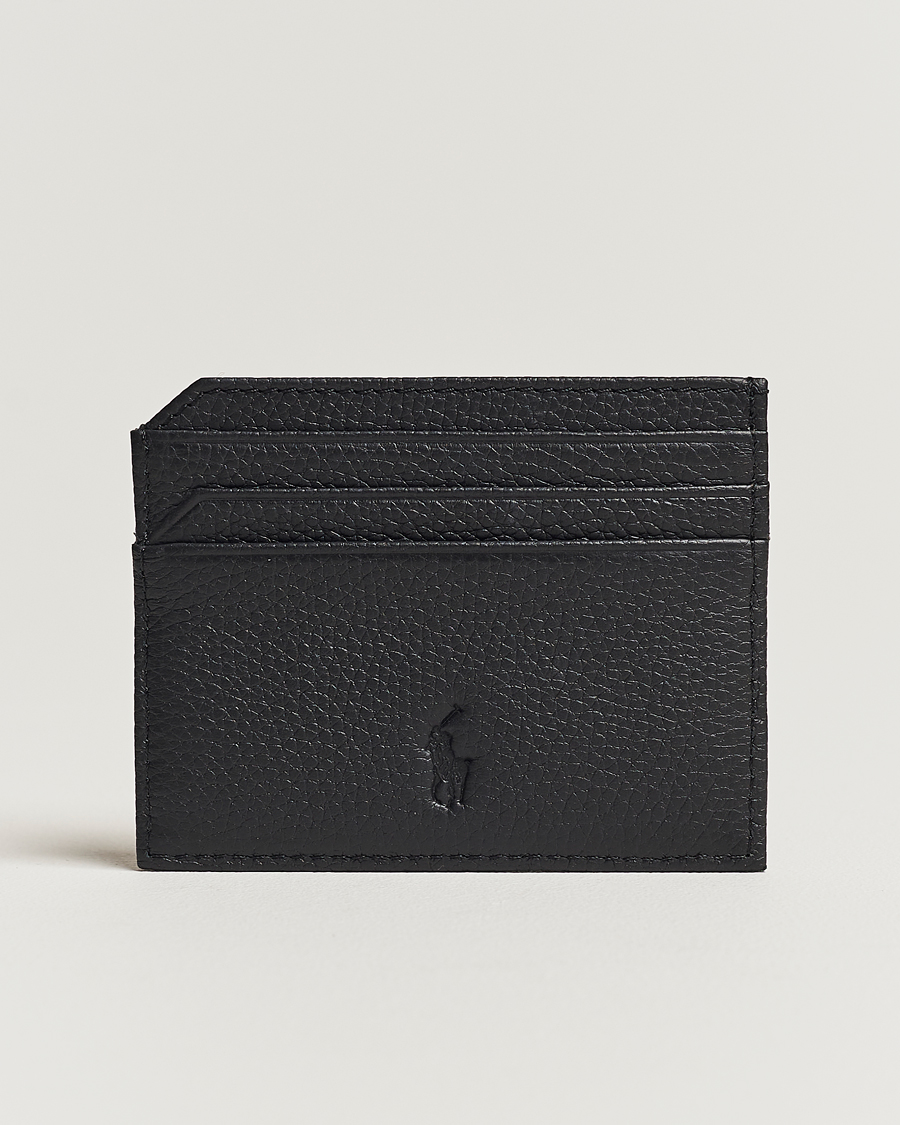 Mies | Polo Ralph Lauren Pebbled Leather Credit Card Holder Black | Polo Ralph Lauren | Pebbled Leather Credit Card Holder Black
