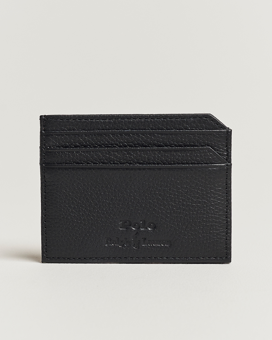 Mies | Polo Ralph Lauren Pebbled Leather Credit Card Holder Black | Polo Ralph Lauren | Pebbled Leather Credit Card Holder Black