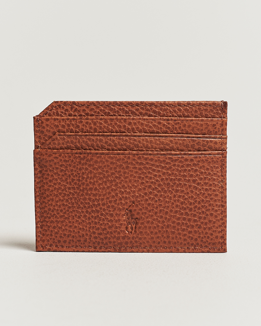 Mies | Polo Ralph Lauren Pebbled Leather Credit Card Holder Saddle Brown | Polo Ralph Lauren | Pebbled Leather Credit Card Holder Saddle Brown