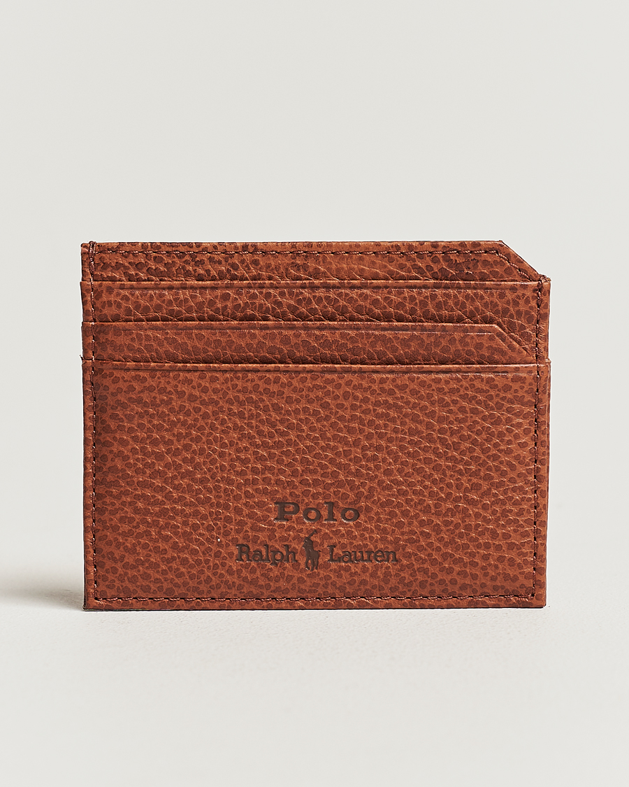 Mies | Polo Ralph Lauren Pebbled Leather Credit Card Holder Saddle Brown | Polo Ralph Lauren | Pebbled Leather Credit Card Holder Saddle Brown