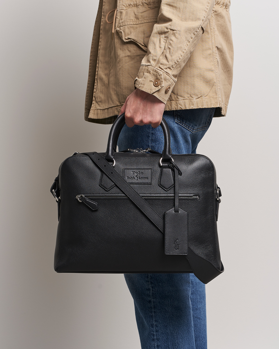 Mies | Polo Ralph Lauren Pebble Leather Briefcase Black | Polo Ralph Lauren | Pebble Leather Briefcase Black