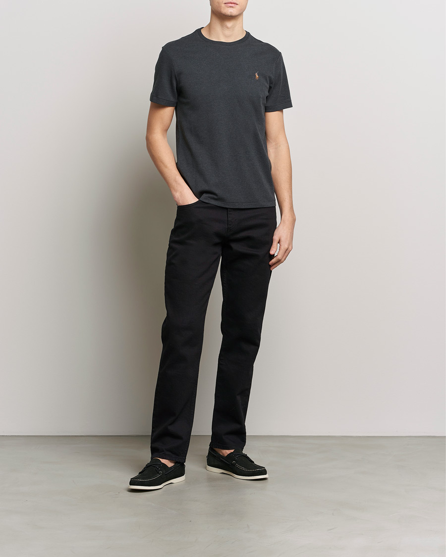 Mies | T-paidat | Polo Ralph Lauren | Luxury Pima Cotton Crew Neck T-Shirt Black Heather