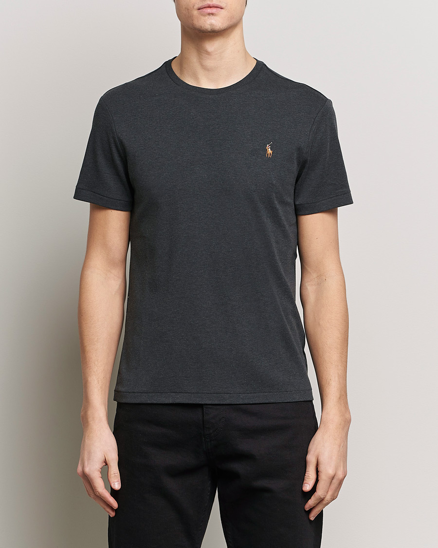 Mies | T-paidat | Polo Ralph Lauren | Luxury Pima Cotton Crew Neck T-Shirt Black Heather