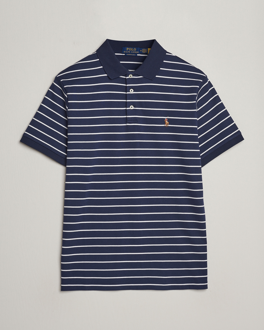 Mies | Pikeet | Polo Ralph Lauren | Luxury Pima Cotton Striped Polo Refined Navy/White