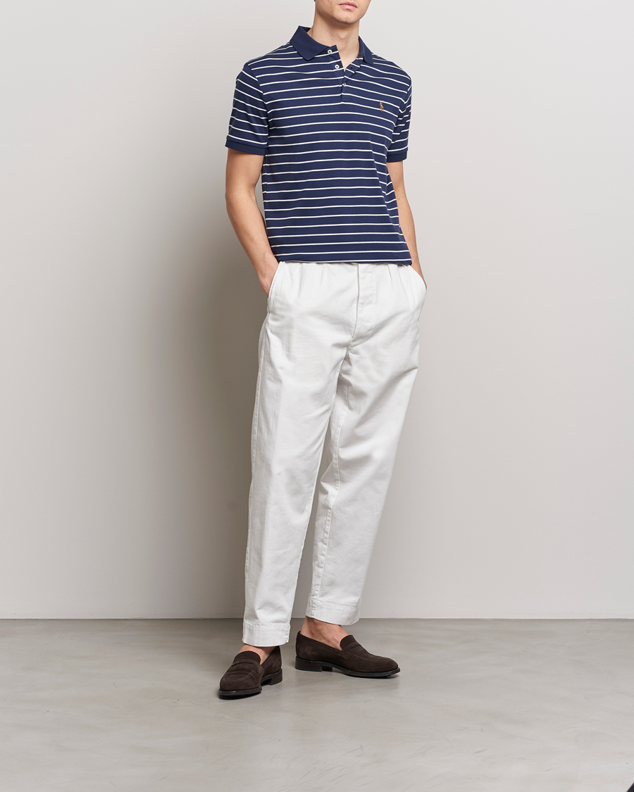 Mies | Pikeet | Polo Ralph Lauren | Luxury Pima Cotton Striped Polo Refined Navy/White