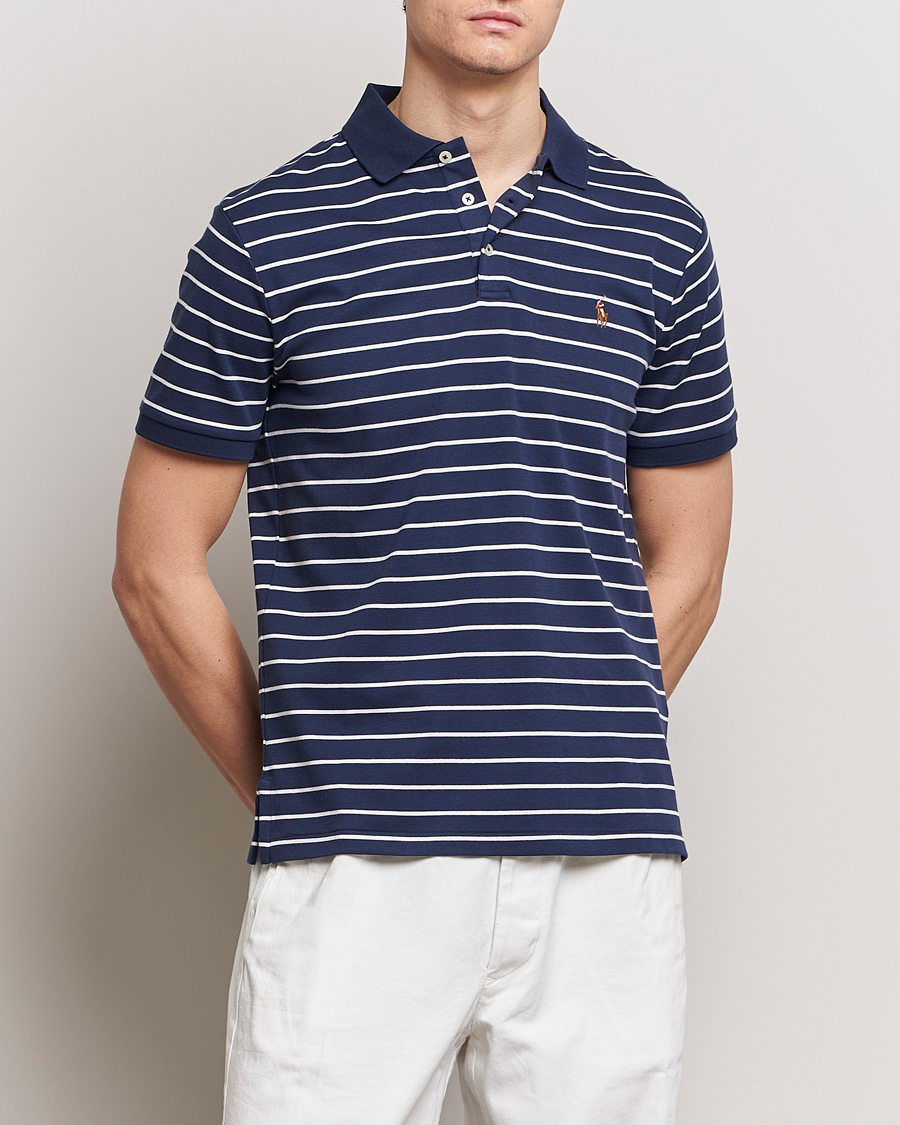 Herre | Tøj | Polo Ralph Lauren | Luxury Pima Cotton Striped Polo Refined Navy/White