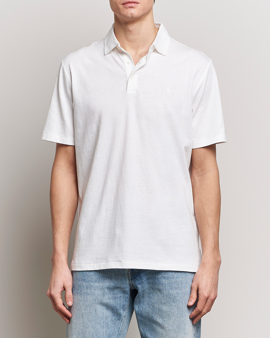 Mies | Lyhythihaiset pikeepaidat | Polo Ralph Lauren | Cotton/Linen Polo Shirt White