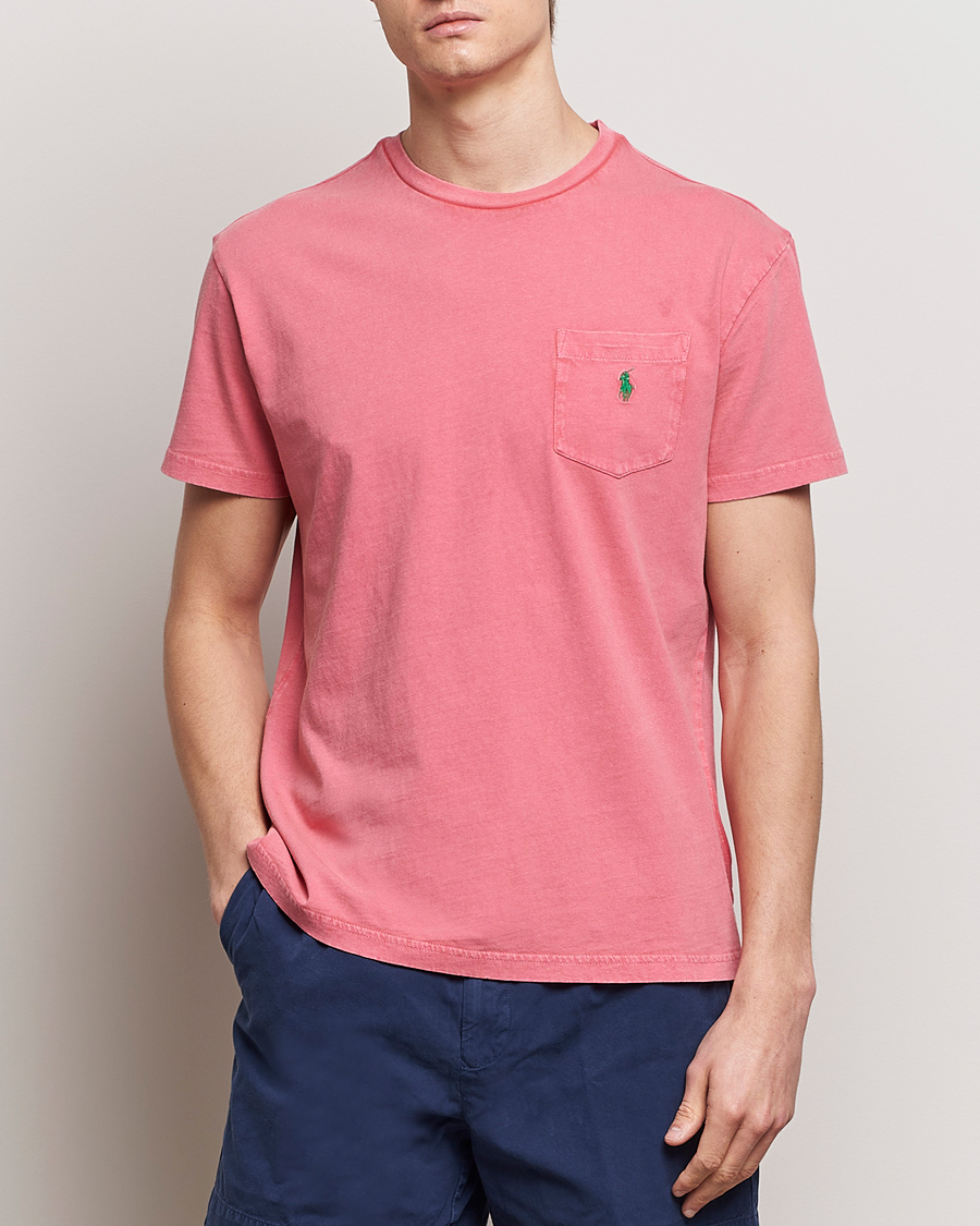 Mies | Preppy Authentic | Polo Ralph Lauren | Cotton Linen Crew Neck T-Shirt Pale Red