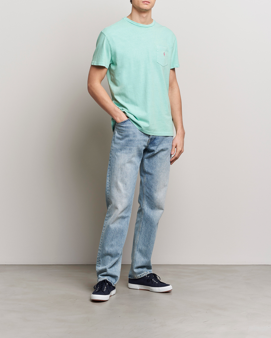Mies | Uutuudet | Polo Ralph Lauren | Cotton Linen Crew Neck T-Shirt Celadon