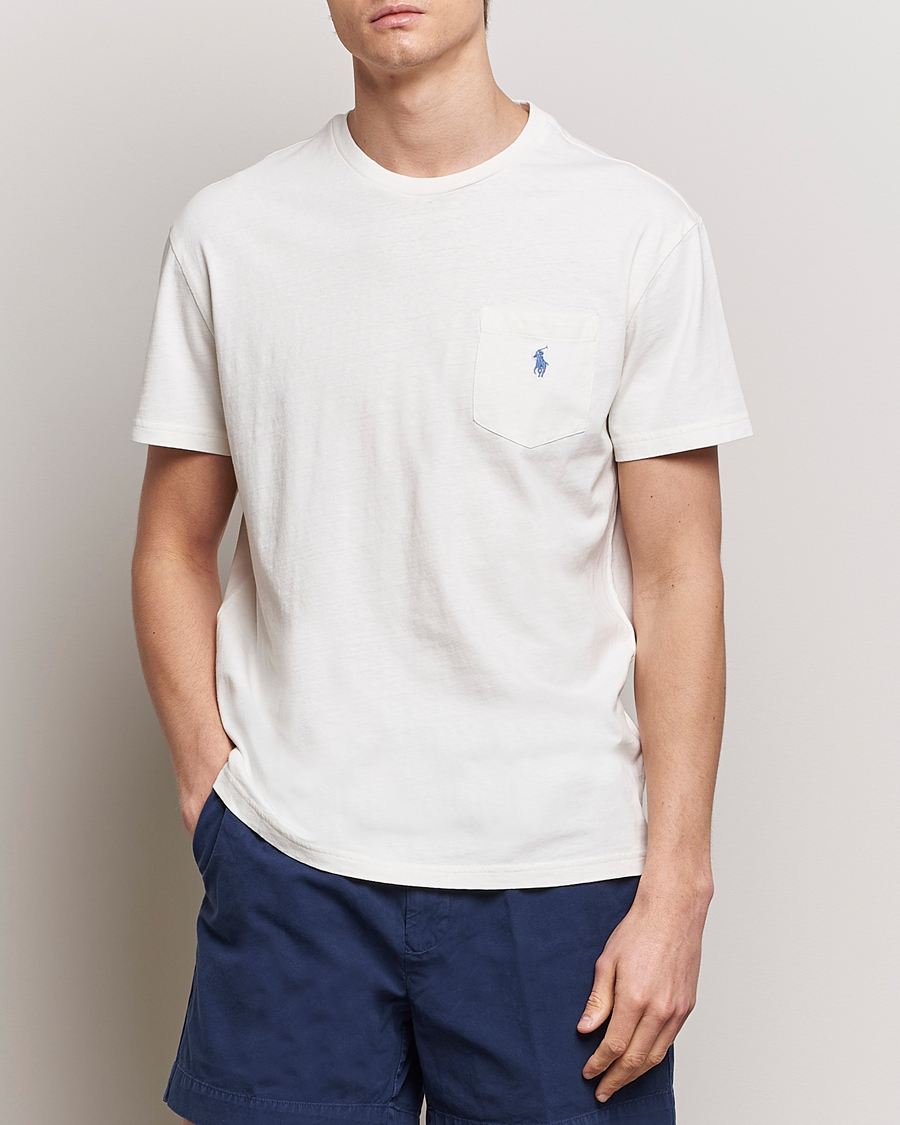 Mies | T-paidat | Polo Ralph Lauren | Cotton Linen Crew Neck T-Shirt Ceramic White