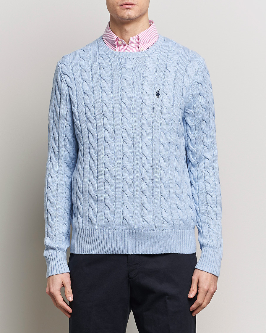 Mies | O-aukkoiset neulepuserot | Polo Ralph Lauren | Cotton Cable Pullover Blue Hyacinth