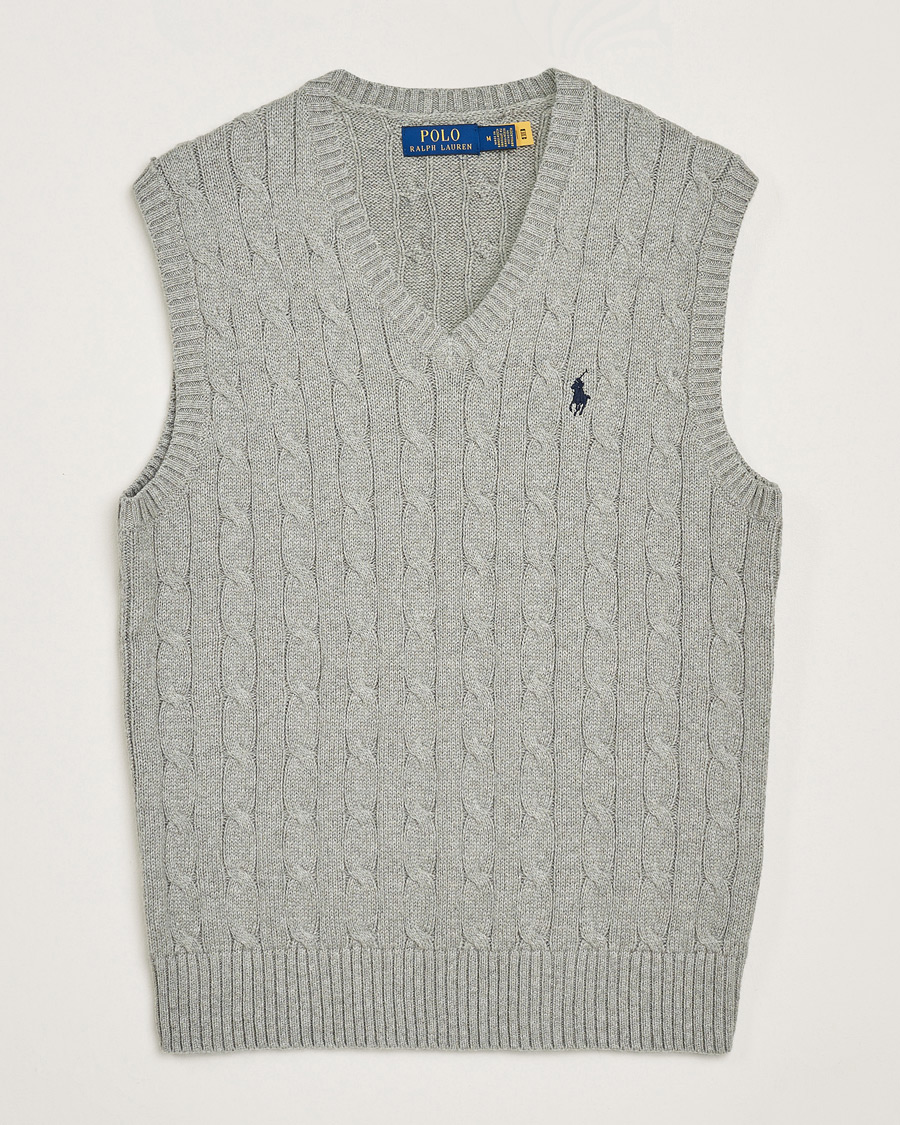 Mies | Puserot | Polo Ralph Lauren | Cotton Cable Vest Fawn Grey Heather