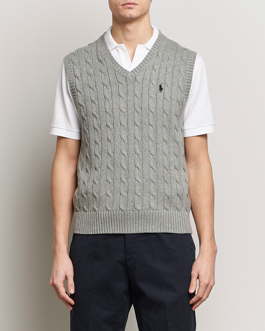 Mies | Puserot | Polo Ralph Lauren | Cotton Cable Vest Fawn Grey Heather
