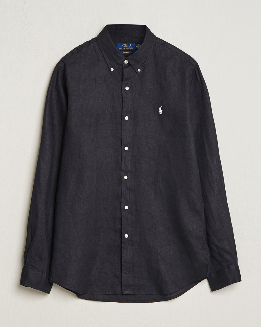 Mies | Kauluspaidat | Polo Ralph Lauren | Custom Fit Linen Button Down Polo Black