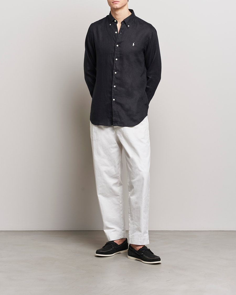 Mies | Kauluspaidat | Polo Ralph Lauren | Custom Fit Linen Button Down Polo Black