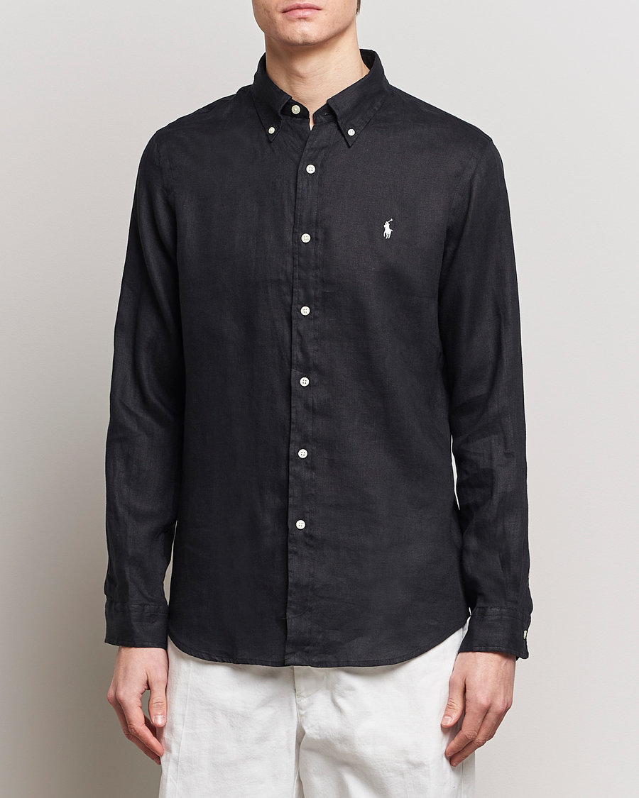 Mies | Kauluspaidat | Polo Ralph Lauren | Custom Fit Linen Button Down Polo Black