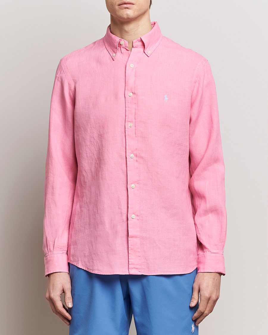 Mies | Kauluspaidat | Polo Ralph Lauren | Custom Fit Linen Button Down Florida Pink