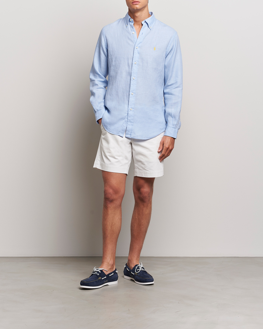 Mies | Kauluspaidat | Polo Ralph Lauren | Custom Fit Linen Button Down Blue Hyacinth