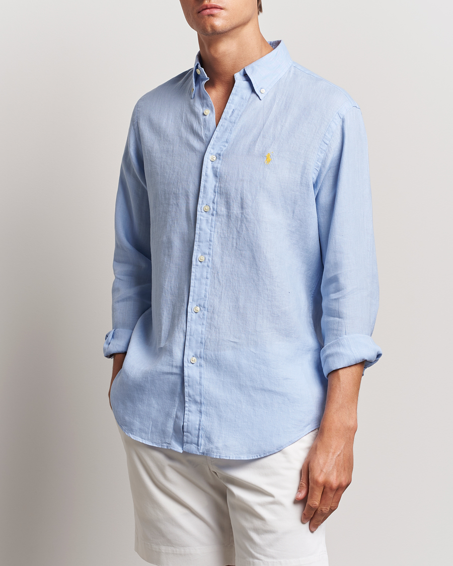 Mies |  | Polo Ralph Lauren | Custom Fit Linen Button Down Blue Hyacinth